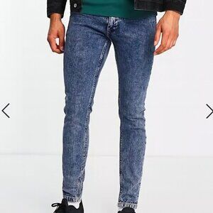 Topman Skinny Jeans Men’s W34 L32 Acid Wash Stretch